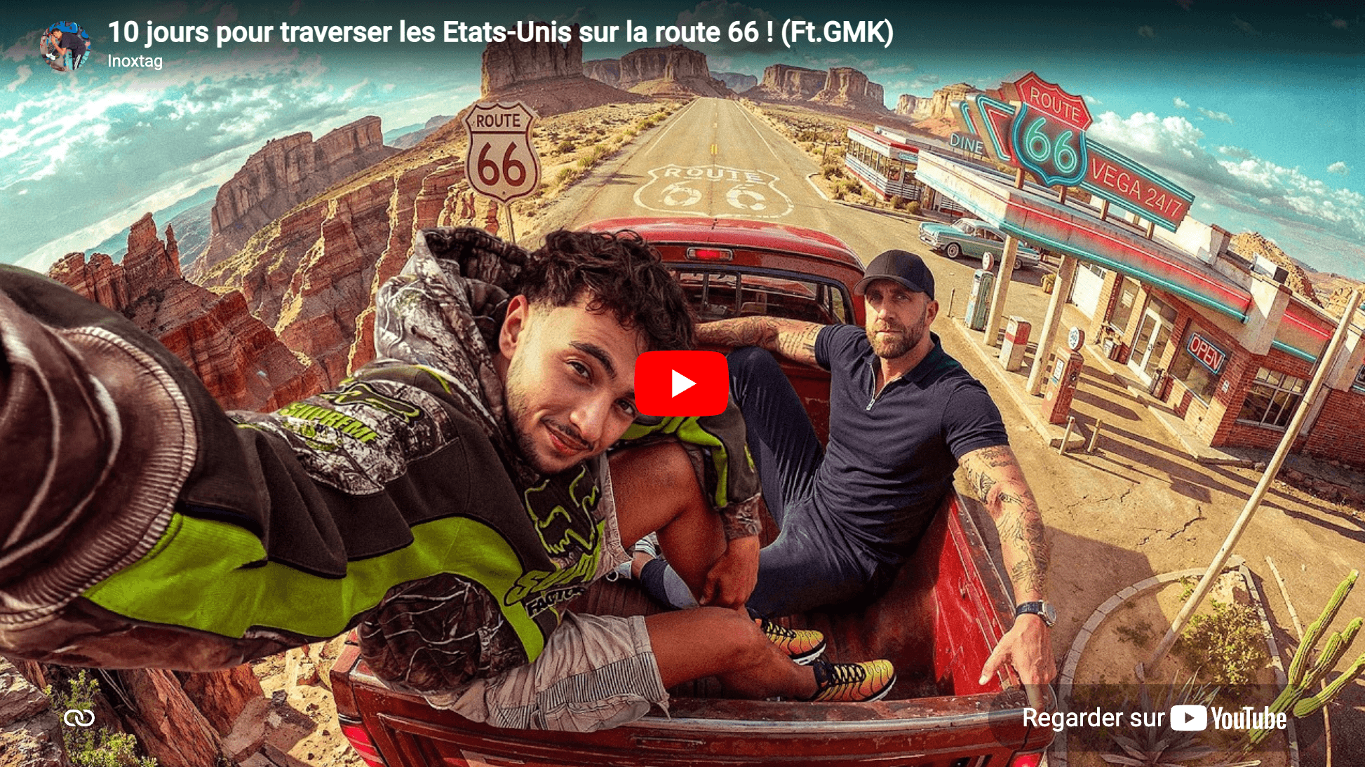 Inoxtag et GMK défient la Route 66 : leur vidéo explose avec 3 millions de vues en 48h